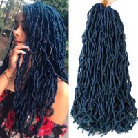 Faux Locs แฮร์พีซถักเปียสีเขียวน้ำเงิน Ombre 18 24 36นิ้ว Soft Locs เกลียวถักไหมพรมโครเชท์ Dreadlocks หยิกที่ยืดผมรากแอฟริกัน