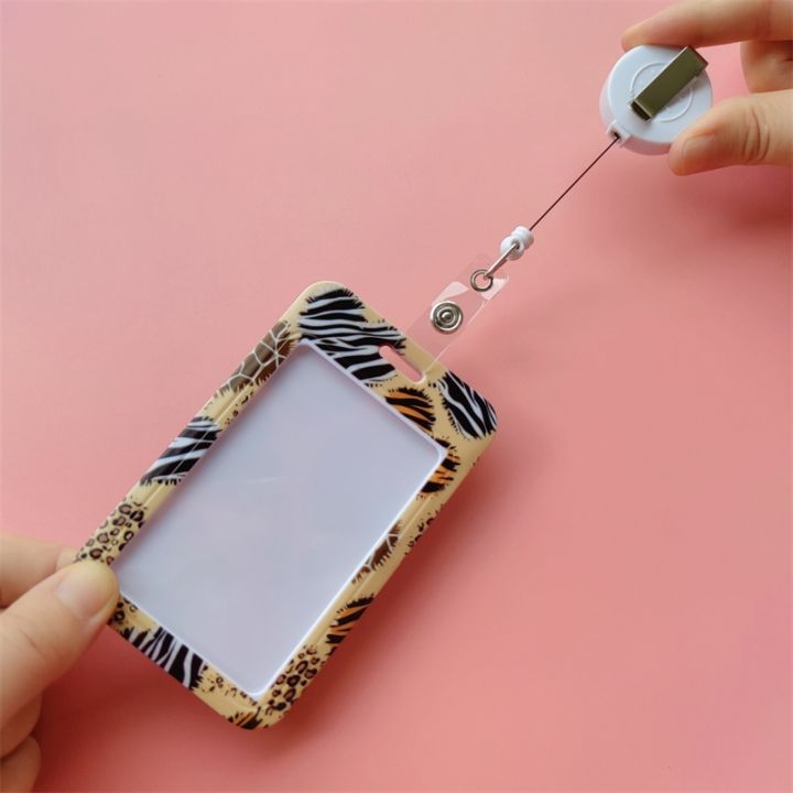 hot-dt-leopard-print-retractable-buckle-card-holder-business-badge-clip-employee-cardholders-doctors-nurses-certificates