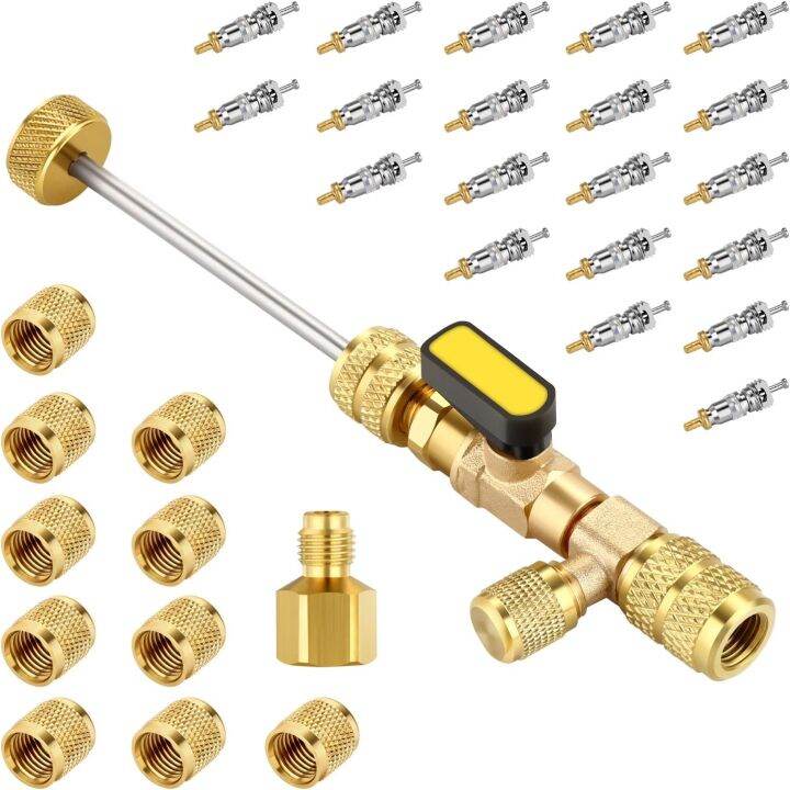 Valve Core Remover Installer Kit with 20 PCS Valve Cores and 10 PCS