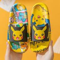 Cartoon Kawaii Pokemon Pikachu Slippers Indoor Boys Girls Unisex Flip Flops Bathroom Non-slip Flat Shoes Beach Sandals Kids Gift