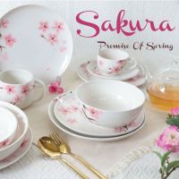 INDRA CERAMIC  เซรามิกเข้าไมโครเวฟได้  ชุดอาหาร จานชาม ลายซากุระ  SAKURA New collection