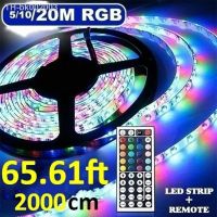 ✗ 5m 10m 20m LED Strip Light RGB SMD 3528 Flexible Ribbon fita led light strip Light DC 12V RGB Diode Tape Remote Control Adapter