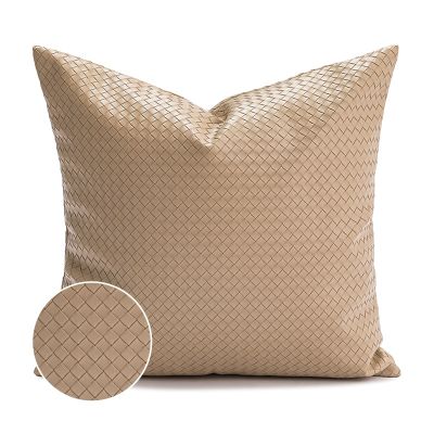Light Luxury Solid Cushion Cover Double-sided Faux Leather Woven Oliva Green Plain 30x50cm/45x45cm Pillow Cover Simple Sofa Chair Bed Living Room Home Decoration Bedside Waist Pillowcase