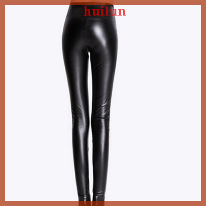 huilun-กางเกงเอวสูงกางเกงอบอุ่นหนังกางเกงเลกกิ้งรัดส่วนหนาสำหรับผู้หญิง
