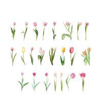 40Packs Wholesale Tulip Fresh Flower square paper Box Stickers Handbook collection label Seal Retro Material stationery Stickers Labels