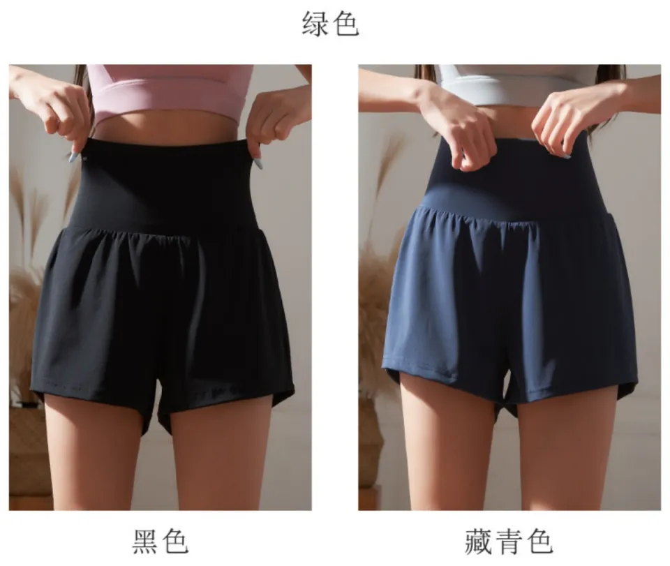 2 in 1 Gym Yoga Sports Shorts for Women 2023 Quick-drying Soft Fitness Yoga  Shorts Plus Size Running Short Pants with Pockets Hot Pants