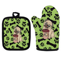 Cute Pug Dog Baking Glove Microwave Oven Mitts Potholder Pad Polyester Insulation Potholders Oven Kitchen Cooking Tools