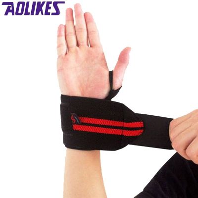 ☜❃◊ AOLIKES 1 Pair Weightlifting Wristband Sport Training Hand Bands Wrist Support Strap Wraps Bandages For Powerlifting Gym Fitness
