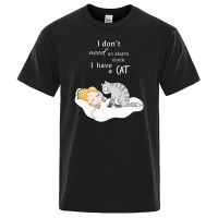 I Have A Cat Cartoon T Shirt Funny Letters Print Harajuku Short Sleeve Cotton Casual Streetwear Hip Hop Punk Tops Tee S-4XL-5XL-6XL