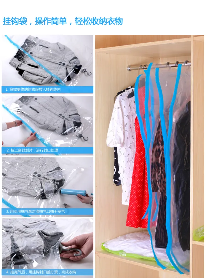 Hanging compressible storage online bag