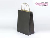 Boxjourney ถุงกระดาษหูเกลียวพิมพ์สีดำเทาไซส์21x11x29 ซม. (50 ใบ/แพค)