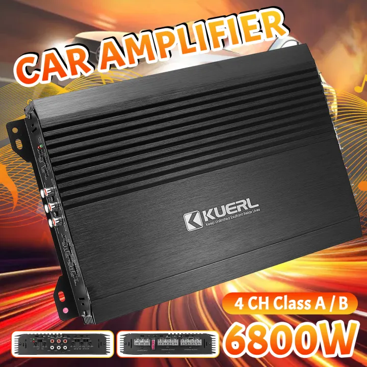 DC 12V Car Audio Amp 4 Channel 6800W Class A/B Aluminum Alloy Car