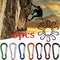 5 Pcs Climbing Buckle Aluminum Alloy D Carabiner Spring Snap Clip Hooks Keychain Climbing Accessories Color Random