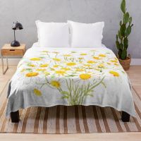 New Style Daisy Yellow White Flowers Flannel Throw Blanket Cute Blanket for Kids Girls Couch Bed Sofa Blanket King Queen Size Lightweight