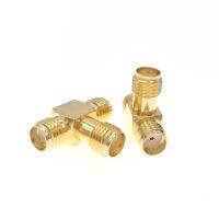 T Type SMA Female Jack To 2 Dual (Two) SMA Female Jack RF Coaxial Connector 3 Way Splitter Antenna Converter Gold-Plated Brass