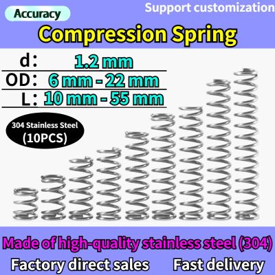 10 Pcs Wire Diameter 1.2 mm Compressed Spring 304 Stainless Steel Return Springs Spot Goods Spring OD 6mm-22mm Length 10mm-55mm Electrical Connectors