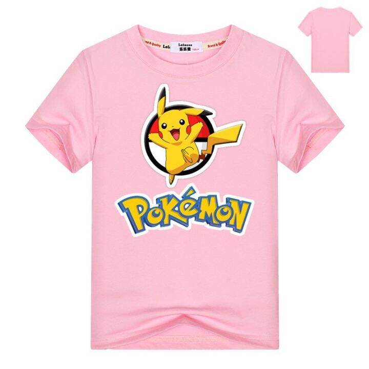 เสื้อยืดแขนสั้นพิมพ์ลาย-pokemon-pikachu-สำหรับเด็ก