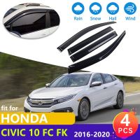 For Honda Civic 10 FC FK 2016 2017 2018 2019 2020 Car Window Deflector Rain Visor Guard Vent Cover Trim Shelters Weathershield