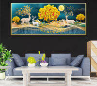 ใหม่ DIY5D เพชรภาพวาด "Fortune Tree Elk" วงกลมเพชรเย็บปักถักร้อยสติ๊กเกอร์ติดผนัง Home DecorCrafts