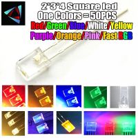 50pcs 2*3*4 Square led Red light-emitting diodes Red white blue green yellow purple warm Electrical Circuitry Parts