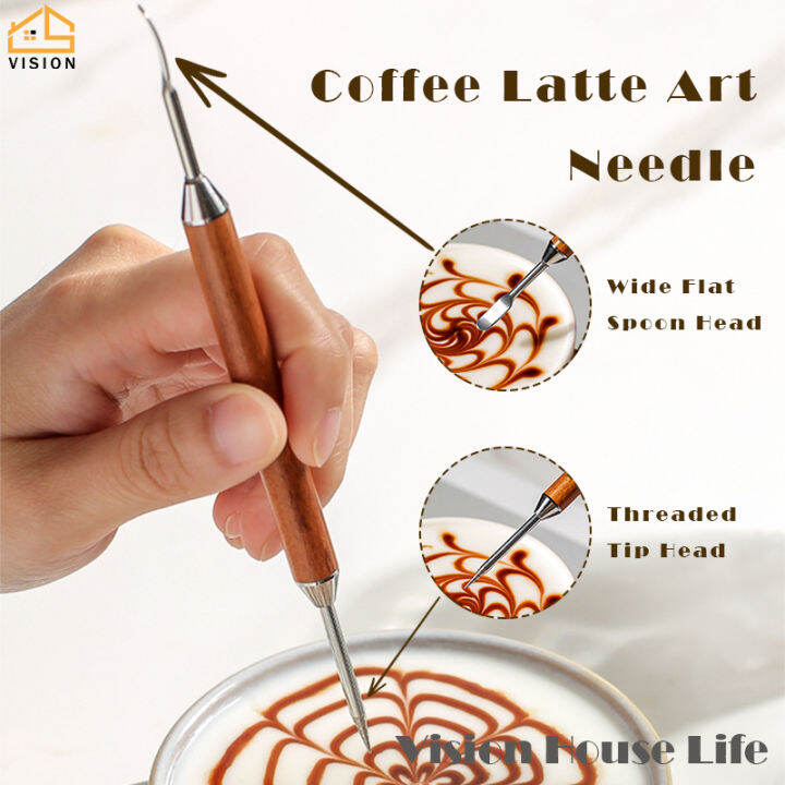 SANTOW 3-Piece Latte Art Tool Set – Stainless Steel Spoon, Spatula & Pen For Coffee Decorating