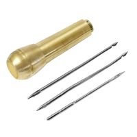 COD DSFGREYTRUYTU ✿ 4pcs Canvas Leather Sewing Awl Taper Stitcher Needles with Metal Handle Hand Crochet Stitching DIY Shoes Repair Tools