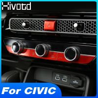 For Honda Civic 11Th Gen 2022 Car Central Button Stickers Cover Interior Decoration Stee Wheel Knob Styling Essories Part