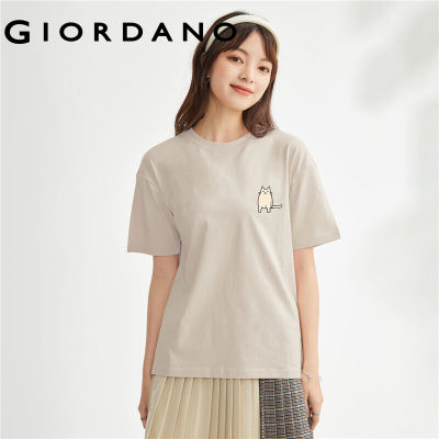 GIORDANO Women Pets Series T-Shirts Fashion Cute Print Tshirts 100% Cotton Simple Crewneck Short Sleeve Casual Tee 99393140 vnb