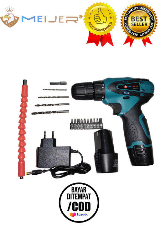 Meijer Mesin Bor Baterai Charger/Cas Cordless 10mm/ Cordless Drill 10mm
