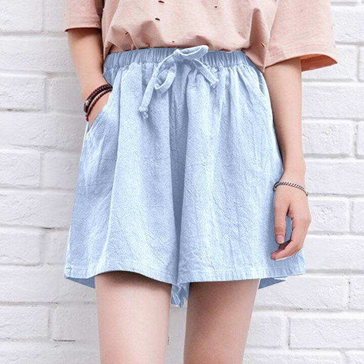 cotton-linen-shorts-women-summer-drawstring-gym-workout-shorts-ladies-casual-loose-wide-leg-shorts-streetwear