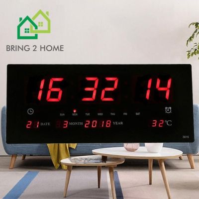 Bring2 Home นาฬิกาดิจิตอล LED DIGITAL CLOCK รุ่น 3615 สามารถติดตั้งแบบแขวนผนังได้ ขนาด 36X15X3CM