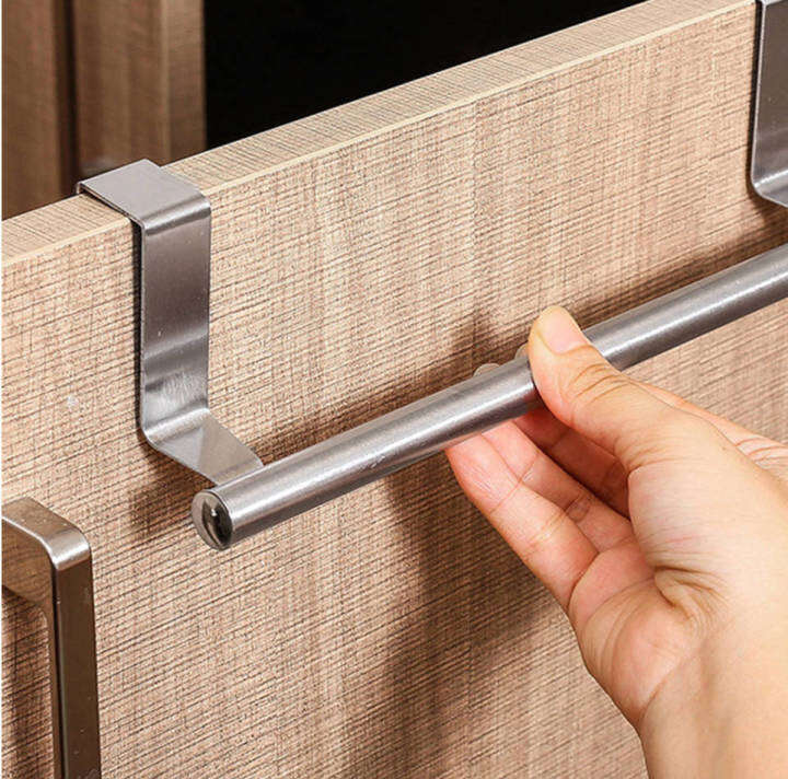 Towel Bar Towel Rack Over Door Hanging Holder Stainless Steel Bathroom  Kitchen Cabinet Towel Rag Rack Shelf Hanger | Lazada Singapore
