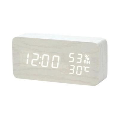 【Worth-Buy】 นาฬิกาปลุกไม้ Led Despertador อุณหภูมิความชื้นนาฬิกาดิจิตอลตั้งโต๊ะดิจิตอลอิเล็กทรอนิกส์ควบคุมด้วยเสียงไฟกลางคืน
