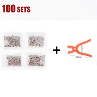 Plier Tool+50/100 Set Metal Sewing Buttons Hollow Solid Five-claw Buckle Metal Snap Buttons for Installing Clothes DIY Craft Haberdashery