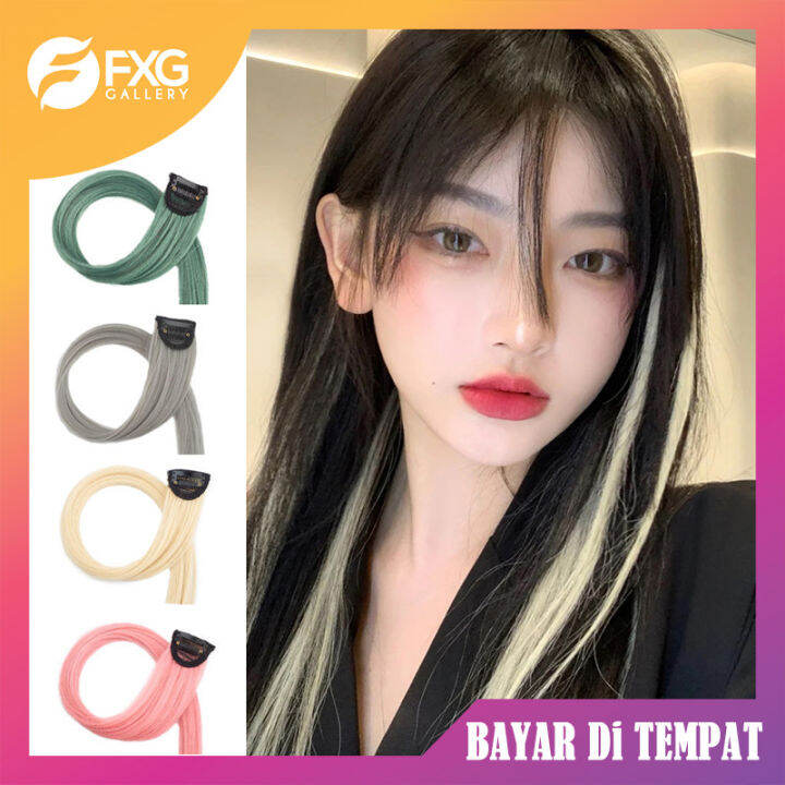 FXG Wig Rambut Palsu Wanita Pemanjang Rambut Palsu Warna Jepit Lurus