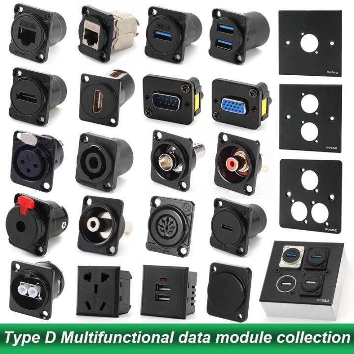 Black D-Shape Multifunctional Data Module Connector 86 Panel/Info Box ...