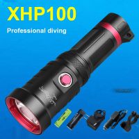 NEW Professional Diving Flashlights XHP100 High Power Led Torch 18650 Underwater Lamps Waterproof IPX8 Rechargeable Diving Light Rechargeable  Flashli