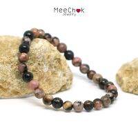 หินโรโดไนท์ ลายดำ Rhodonite 6 มิล หินความรัก สมปรารถนาในความรัก หินมงคล หินสี หินนำโชค กำไลหินมงคล กำไลหิน กำไลข้อมือ หินสีชมพู