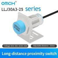 สวิตช์ไฟฟ้า OMCH ระยะทางไกลสวิตช์เหนี่ยวนำในระยะช่วงการตรวจจับคู่25มม. LLJ30A3-25-Z/P1เซ็นเซอร์โลหะ DC PNP 3สาย