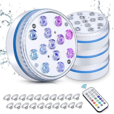 ✘✕❈ Battery Powered RGB Submersible LED Lights with Remote underwater Night Lamp Garden Swimming Pool Light for Pond/Pool/Aquarium