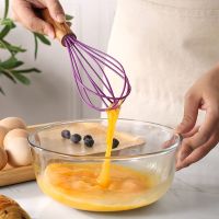 Silicone Egg Beater Whisk Wooden Handle Kitchen Hand Egg Beater Gadgets Kitchen Tools Baking Accessories Kitchen Gadgets