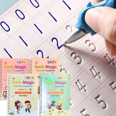 Free Shipping Reusable Montessori Toys English French Copybooks Pen Childrens Writing Sticker Magic Copybook For Calligraphy