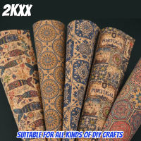 2kxx Oak ผ้าพิมพ์ลาย Handmade DIY หนังหนังสินค้า Cork ผ้าหนา0.5มม.Vintage ชาติพันธุ์ผ้า