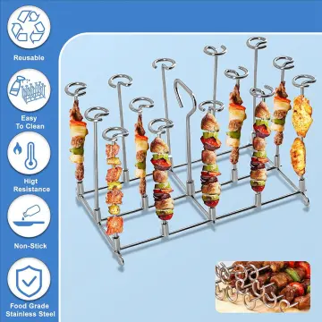 Air Fryer Skewer Stand Compatible with Ninja Foodi 6Qt 8Qt Vertical Skewers  Holder with Stand Stainless Steel Air Fryer Accessories Grill for Grilling  Home Kitchen Kabobs 