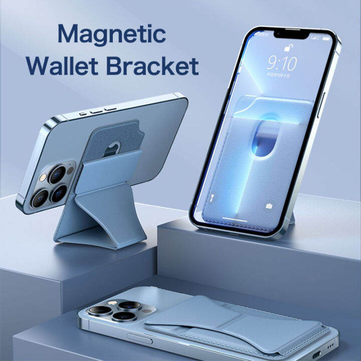 Leather Removable Card Holder For iPhone Samsung HUAWEI MagSafe Wallet Bracket For