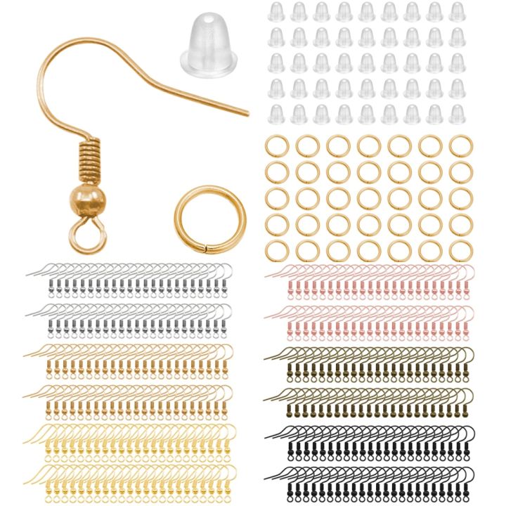 100-300pcs-lot-hypoallergenic-earring-hook-kit-mix-color-ear-wires-fish-hooks-open-jump-rings-earplugs-for-diy-jewelry-making