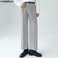 [สมบูรณ์แบบ] INCERUN Mens Formal Regular Fit Chino Pants Business Straight Leg Smart Slacks Trousers (สไตล์เกาหลี)