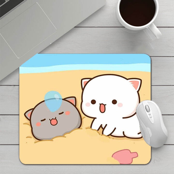 Mouse Pad Cartoon Peach Mochi Cat Gaming Mousepad Gamer Mat Keyboard Deskmat Anime Pads Laptops