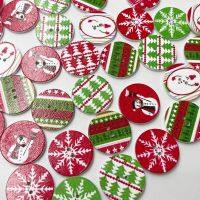 50 pcs 25 mm Christmas Wooden Buttons Round Painted Sewing Button For Clothing Decoration Scrapbook WB823 Haberdashery