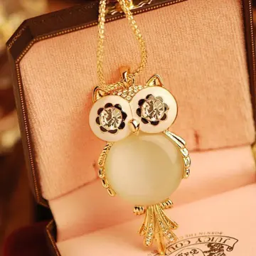 New Trendy Alloy Elegant Cute Owl Cross Gold Color Pendant